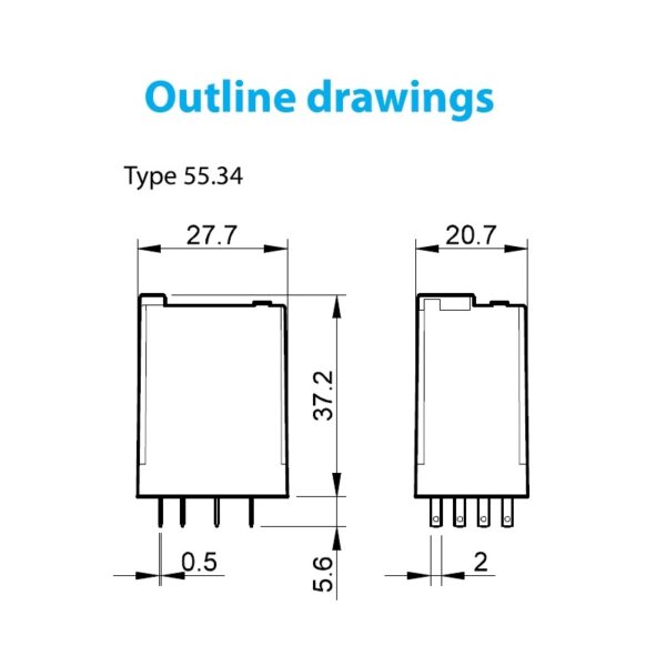 رله 14 پایه فیندر 4 کنتاکت 7A بوبین 12Vdc کد 55.34.9.012.0094 - Image 2
